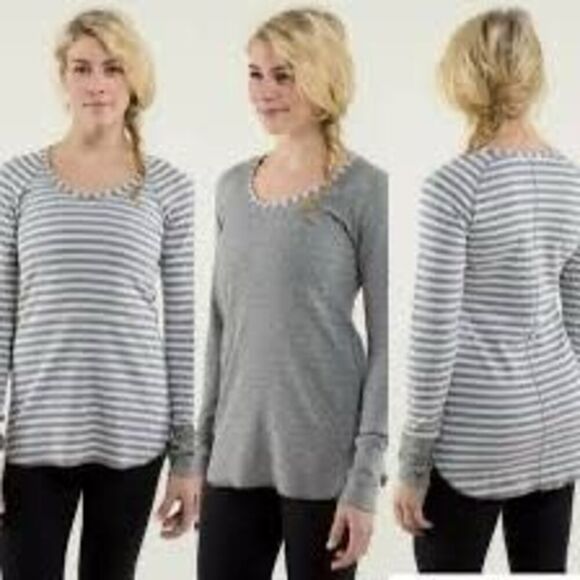 Lululemon Open Your Heart Reversible Long Sleeve Comfy Top Grey Size 4‎ - Picture 1 of 12
